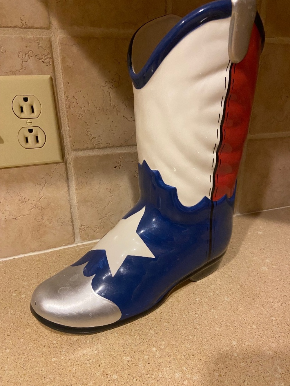 Texas Flag Cowboy Boot Ceramic Planter